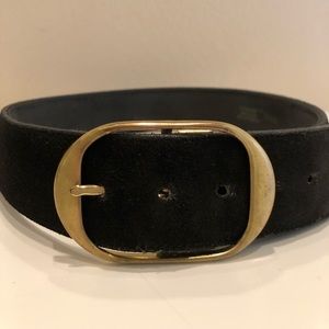 Vintage Black Suede & Gold Belt